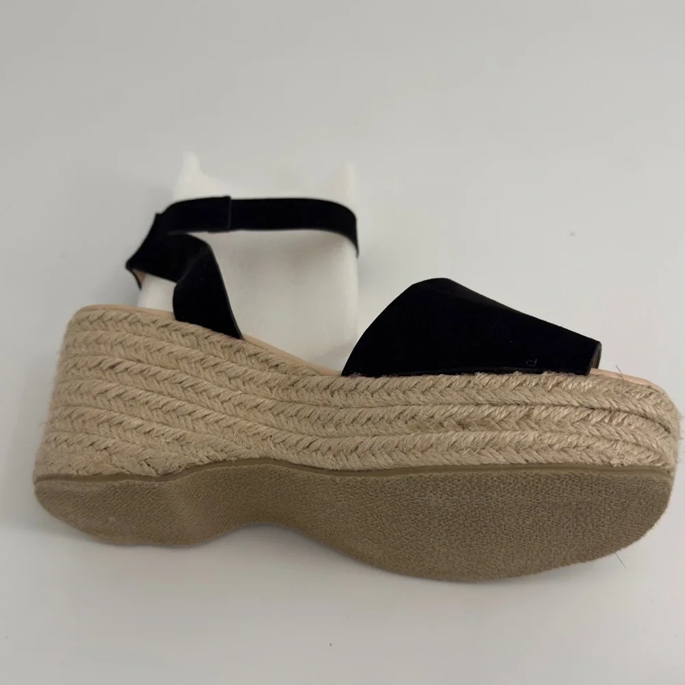 Elyse Black Suede Platform Espadrille Sandals‎